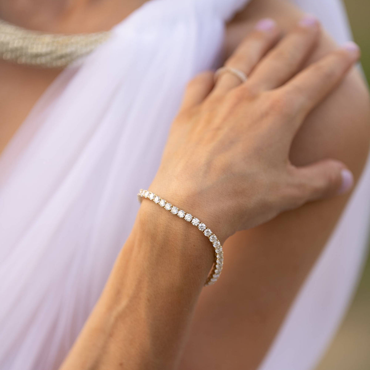 Dawn Line lab-grown diamond tennis bracelet, 14k gold, 1.01 to 5.5 ct