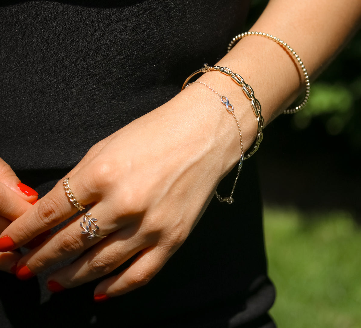 Looped Word 14k gold loop bracelet