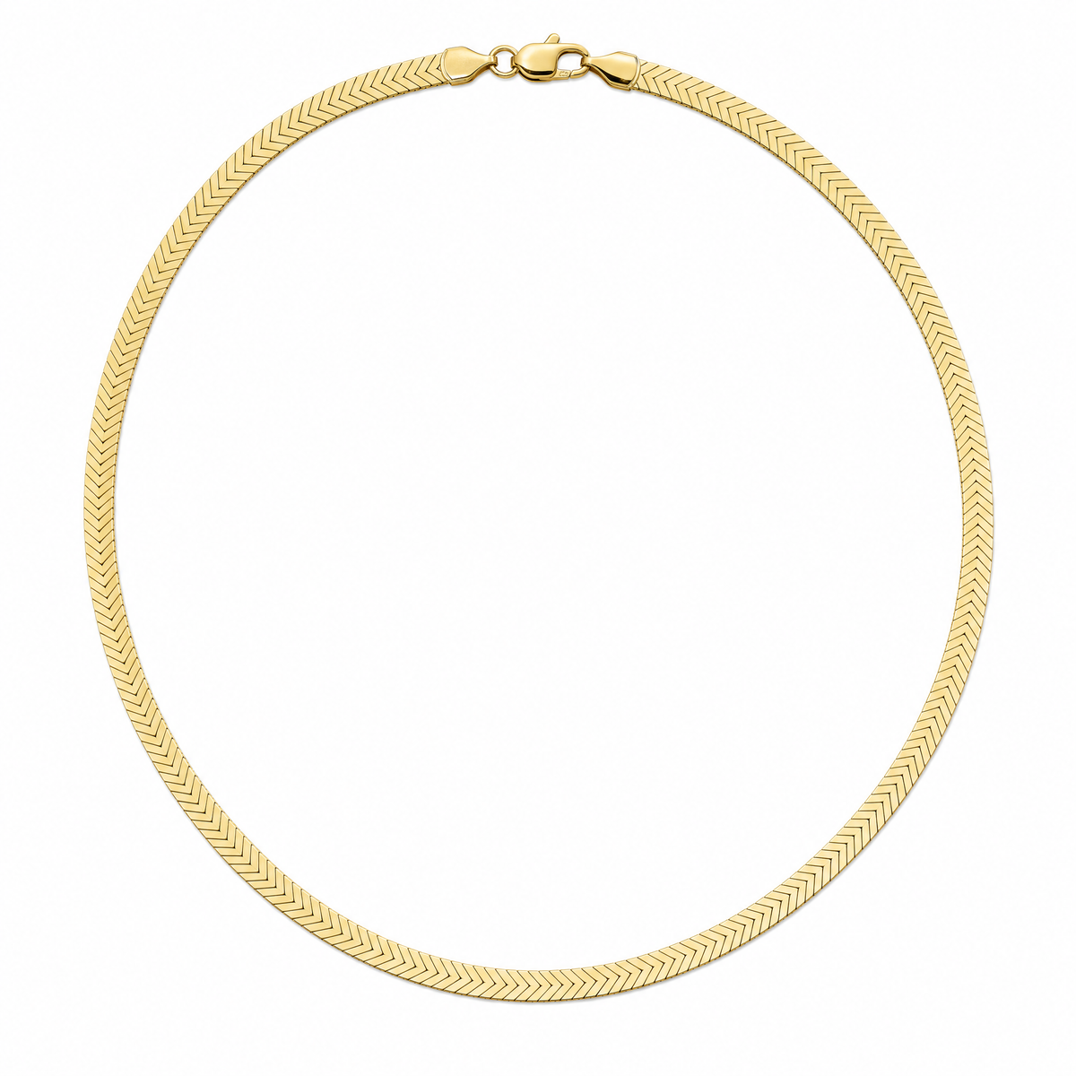 Woven Herringbone 14k gold herringbone chain, full necklace, 14k yellow gold, 4.6mm #Color_Yellow Gold