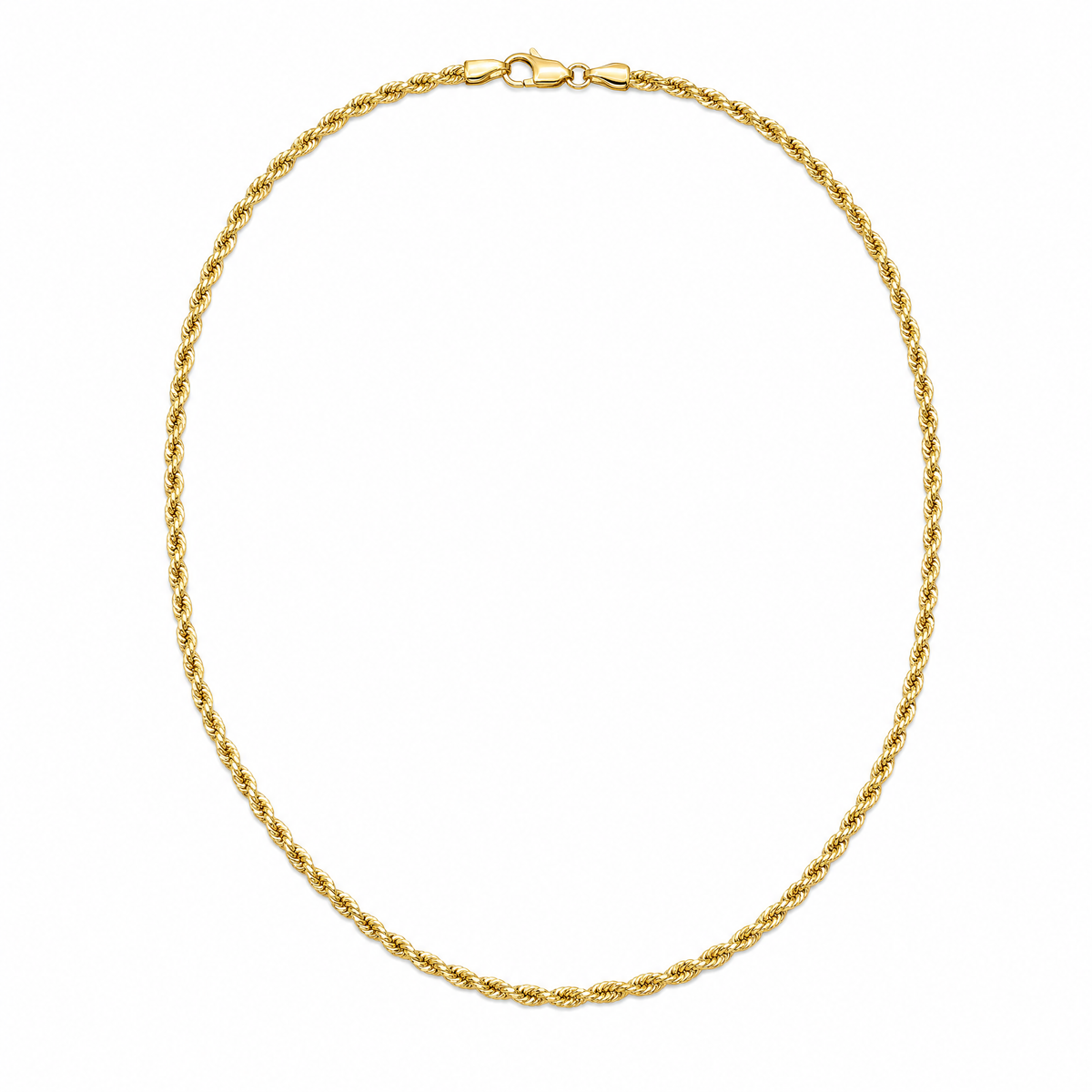 Bound Rope 14k gold rope chain, full necklace, 14k yellow gold, 2mm #Color_Yellow Gold