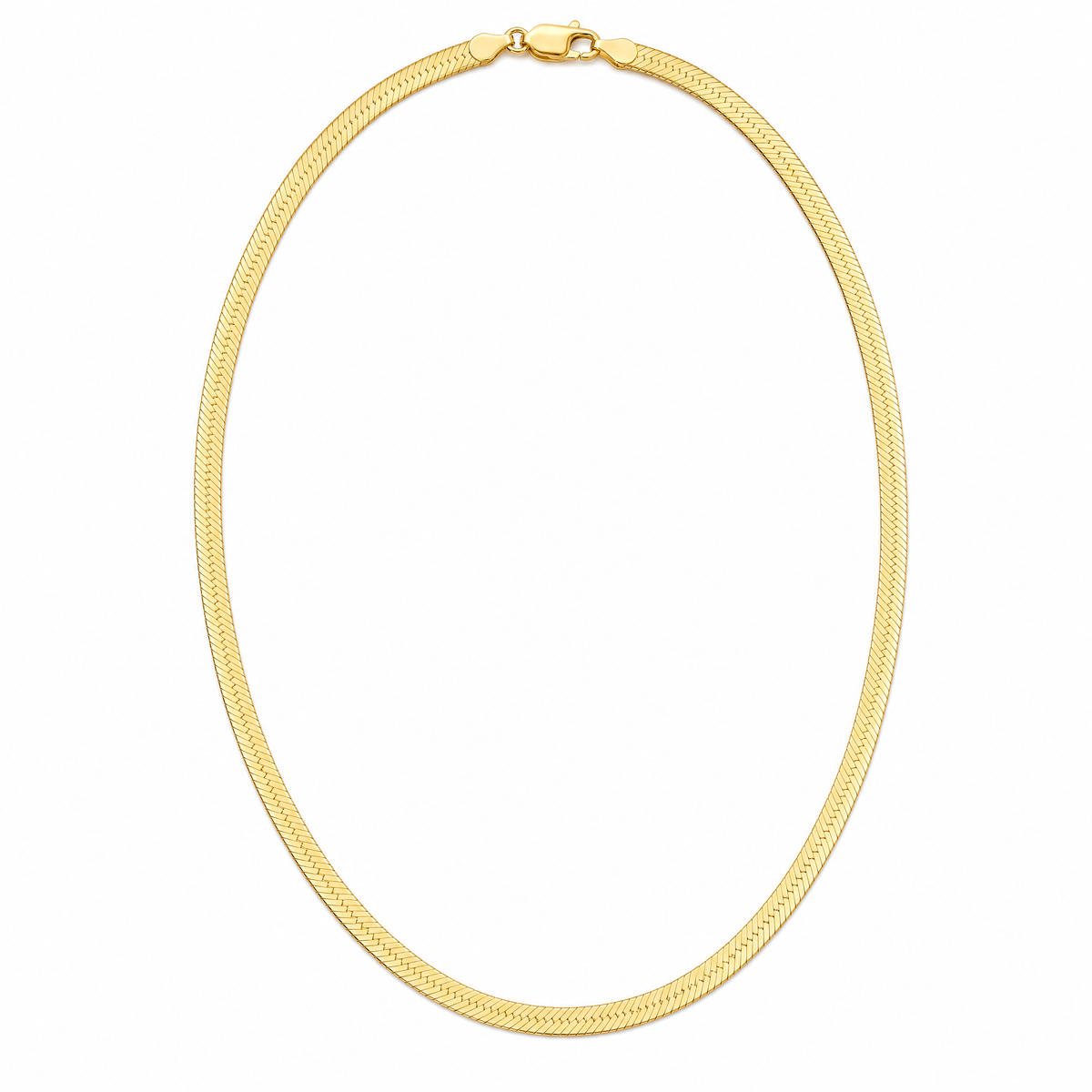 Woven Herringbone 14k gold herringbone chain, full necklace, 14k yellow gold, 3.8mm #Color_Yellow Gold
