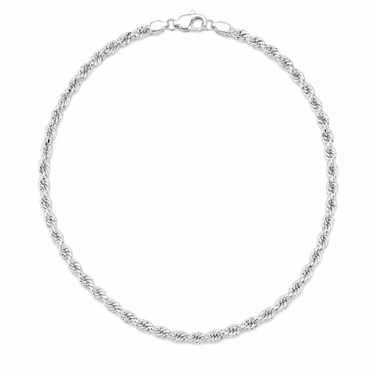 Bench Rope sterling silver rope chain, full necklace, sterling silver, 3.6mm #Color_Sterling Silver