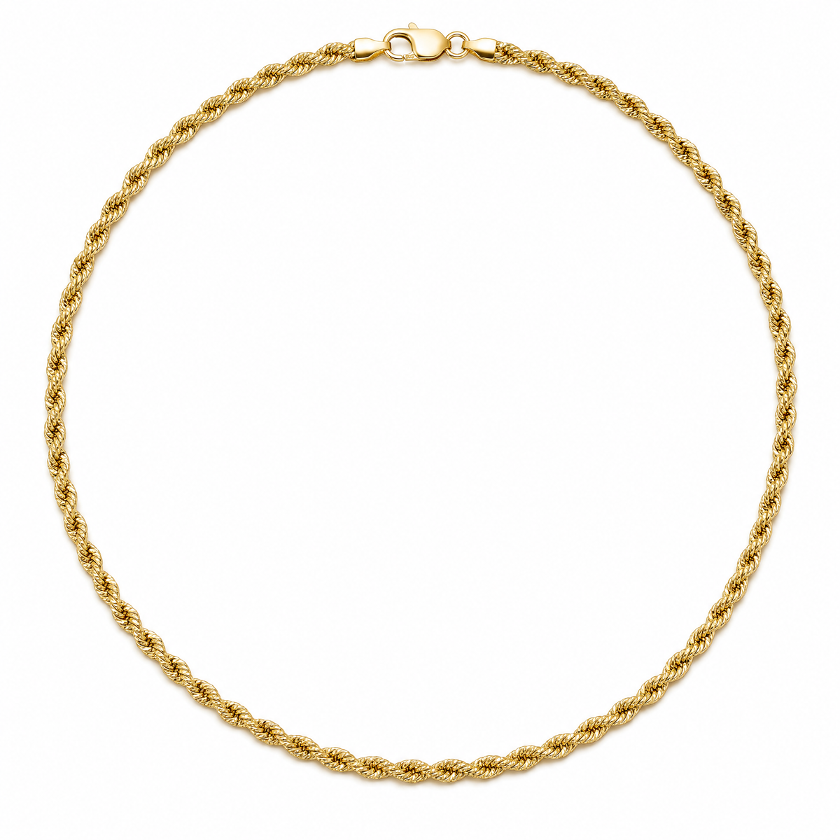 Bench Rope 14k gold rope chain, full necklace, 14k yellow gold, 4mm #Color_Yellow Gold