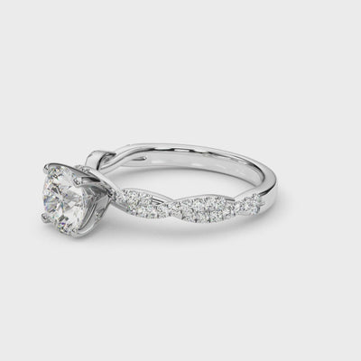 Woven Word lab-grown diamond engagement ring, 14k white gold or platinum#Color_White Gold|Platinum