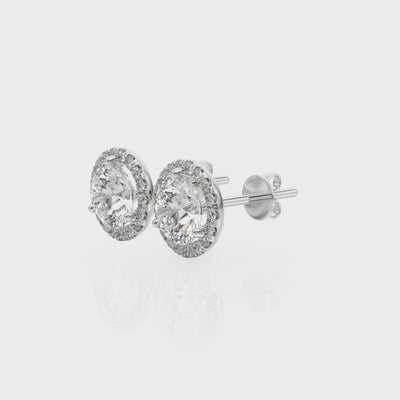 Halo Glow lab-grown diamond halo stud earrings, 14k white gold#Color_White Gold