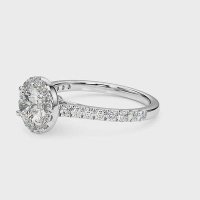 Halo Daybreak lab-grown diamond halo engagement ring, 14k white gold or platinum#Color_White Gold|Platinum