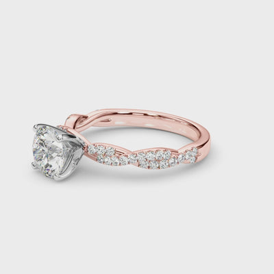Woven Word lab-grown diamond engagement ring, 14k rose gold#Color_Rose Gold