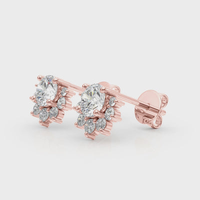 Halo Bloom lab-grown diamond stud earrings, 14k gold