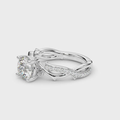 Vine Grove lab-grown diamond engagement ring, 14k white gold or platinum#Color_White Gold|Platinum