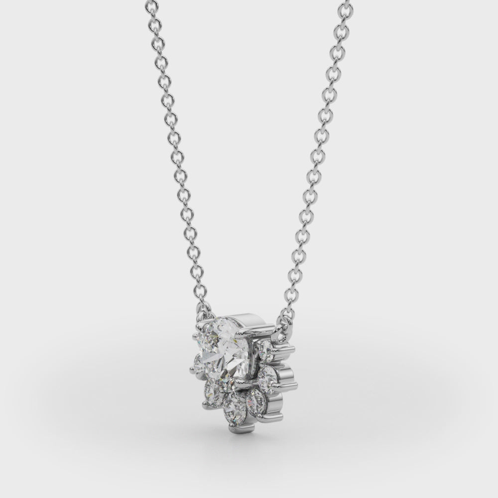 Halo Bloom lab-grown diamond pendant, 14k gold