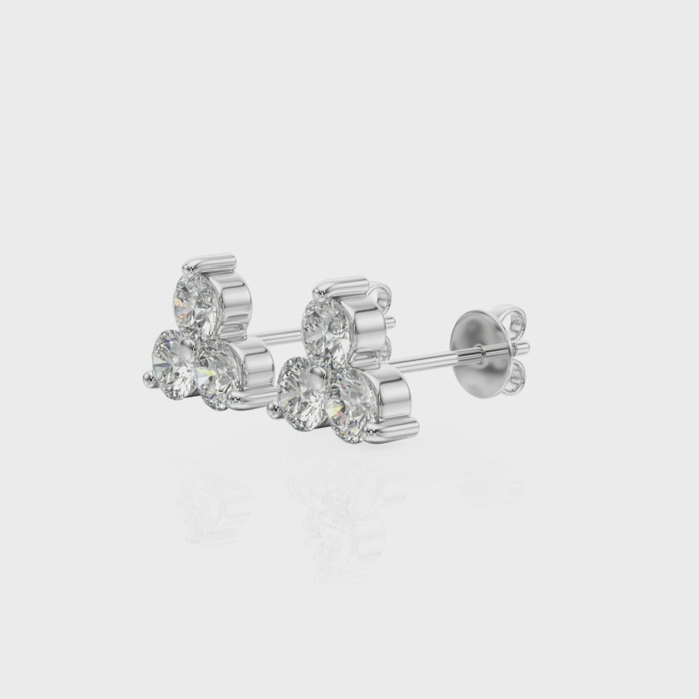 Three Charms lab-grown diamond cluster stud earrings, 14k gold