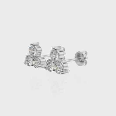Three Charms lab-grown diamond cluster stud earrings, 14k gold