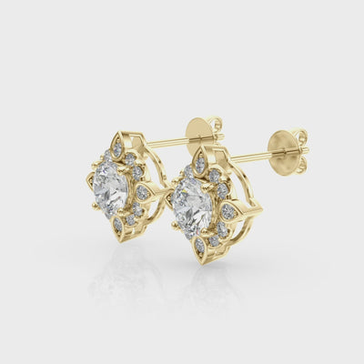 Moonrise Petal lab-grown diamond stud earrings, 14k gold