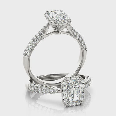 Blessed Halo lab-grown diamond halo engagement ring, 14k white gold or platinum#Color_White Gold|Platinum