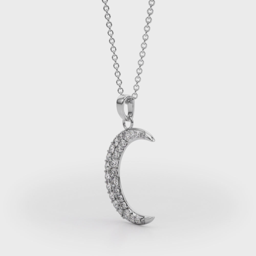 Crescent Charm lab-grown diamond crescent pendant, 14k gold