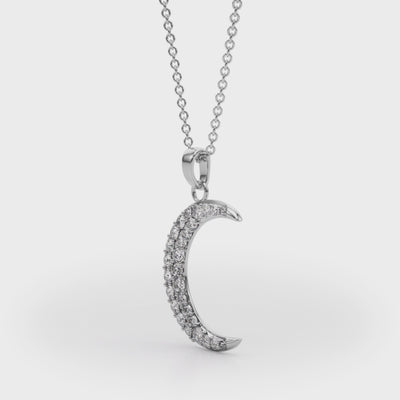 Crescent Charm lab-grown diamond crescent pendant, 14k gold