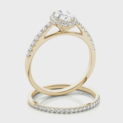 Lantern Halo lab-grown diamond halo engagement ring, 14k yellow gold#Color_Yellow Gold