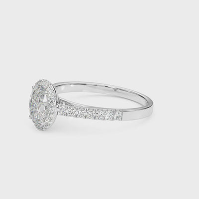 Lantern Halo lab-grown diamond halo engagement ring, 14k white gold or platinum#Color_White Gold|Platinum