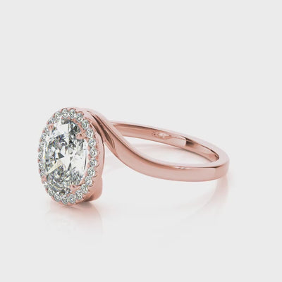 Oval Vow lab-grown diamond halo engagement ring, 14k white gold or platinum#Color_White Gold|Platinum