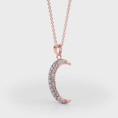 Crescent Charm lab-grown diamond crescent pendant, 14k gold