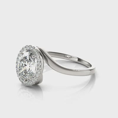 Oval Vow lab-grown diamond halo engagement ring, 14k rose gold#Color_Rose Gold