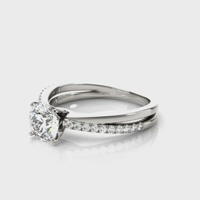 Entwined Vow lab-grown diamond twist engagement ring, 14k white gold or platinum#Color_White Gold|Platinum