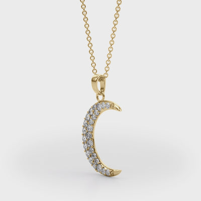 Crescent Charm lab-grown diamond crescent pendant, 14k gold