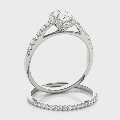 Lantern Halo lab-grown diamond halo engagement ring, 14k white gold or platinum#Color_White Gold|Platinum