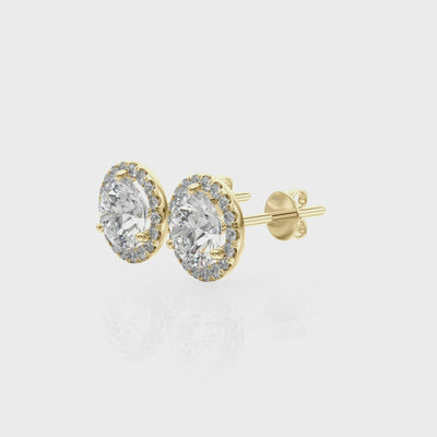 Halo Glow lab-grown diamond halo stud earrings, 14k yellow gold#Color_Yellow Gold