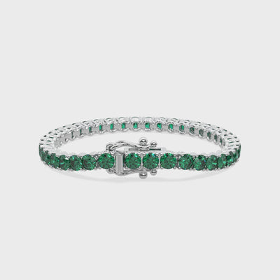 Verdant Orbit lab-grown green diamond tennis bracelet, 14k white gold, 10.25 ct#Color_White Gold