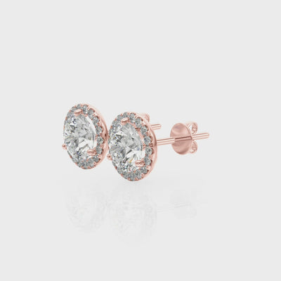 Halo Glow lab-grown diamond halo stud earrings, 14k rose gold#Color_Rose Gold