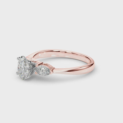 Held Blessing lab-grown diamond three-stone engagement ring, 14k rose gold#Color_Rose Gold