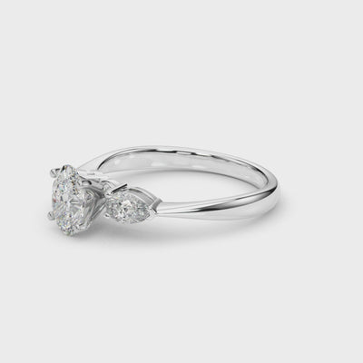 Held Blessing lab-grown diamond three-stone engagement ring, 14k white gold or platinum#Color_White Gold|Platinum