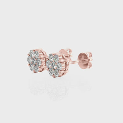 Dawn Cluster lab-grown diamond cluster stud earrings, 14k rose gold#Color_Rose Gold