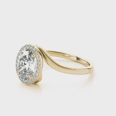 Oval Vow lab-grown diamond halo engagement ring, 14k yellow gold#Color_Yellow Gold