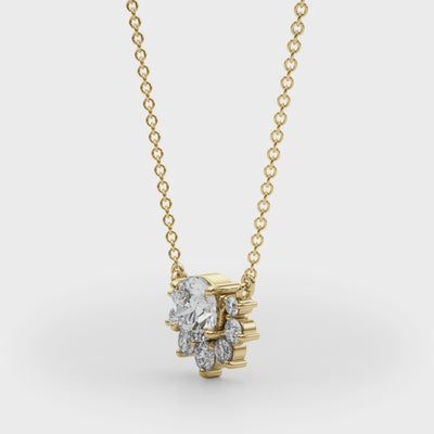 Halo Bloom lab-grown diamond pendant, 14k gold