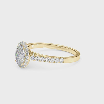 Lantern Halo lab-grown diamond halo engagement ring, 14k yellow gold#Color_Yellow Gold