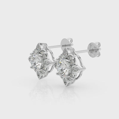 Moonrise Petal lab-grown diamond stud earrings, 14k gold