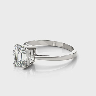 Blessed Row lab-grown diamond three-stone engagement ring, 14k white gold or platinum#Color_White Gold|Platinum