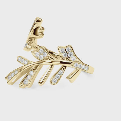 Leaf Flourish lab-grown diamond ring, 14k gold