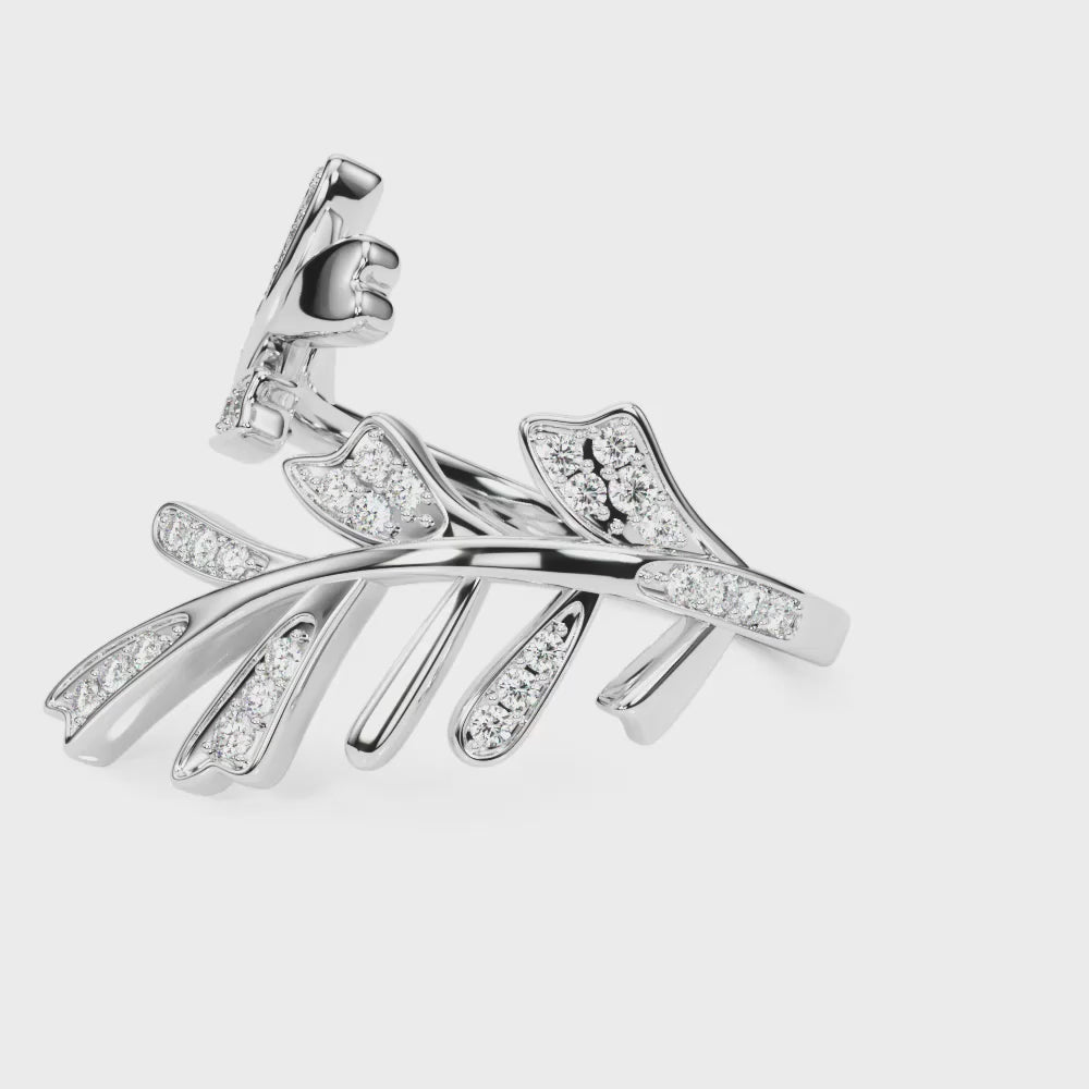 Leaf Flourish lab-grown diamond ring, 14k gold