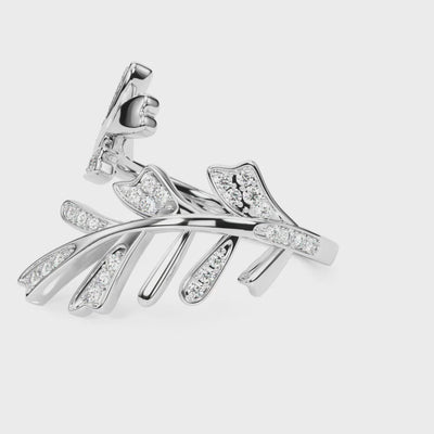 Leaf Flourish lab-grown diamond ring, 14k gold
