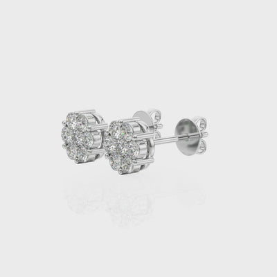 Dawn Cluster lab-grown diamond cluster stud earrings, 14k white gold#Color_White Gold