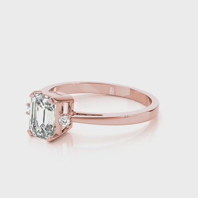 Blessed Row lab-grown diamond three-stone engagement ring, 14k rose gold#Color_Rose Gold