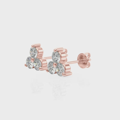 Three Charms lab-grown diamond cluster stud earrings, 14k gold