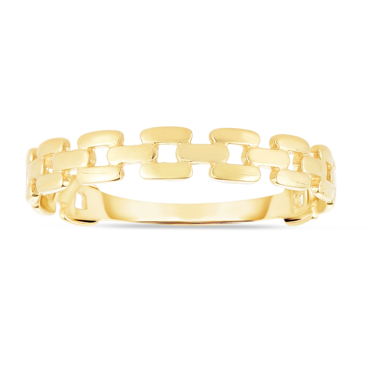 Linked Word 14k gold chain-link ring